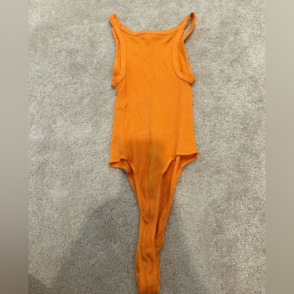RE/DONE by Hanes Ribbed Tank Bodysuit in Tangerine Orange small NWT - Picture 7 of 7